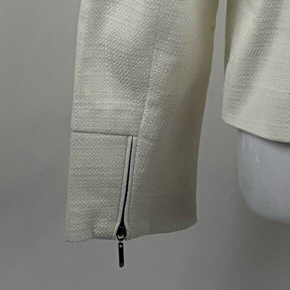 White House Black Market Woven Winter White Short Blazer Jacket NWOT Size 12P - Picture 8 of 15